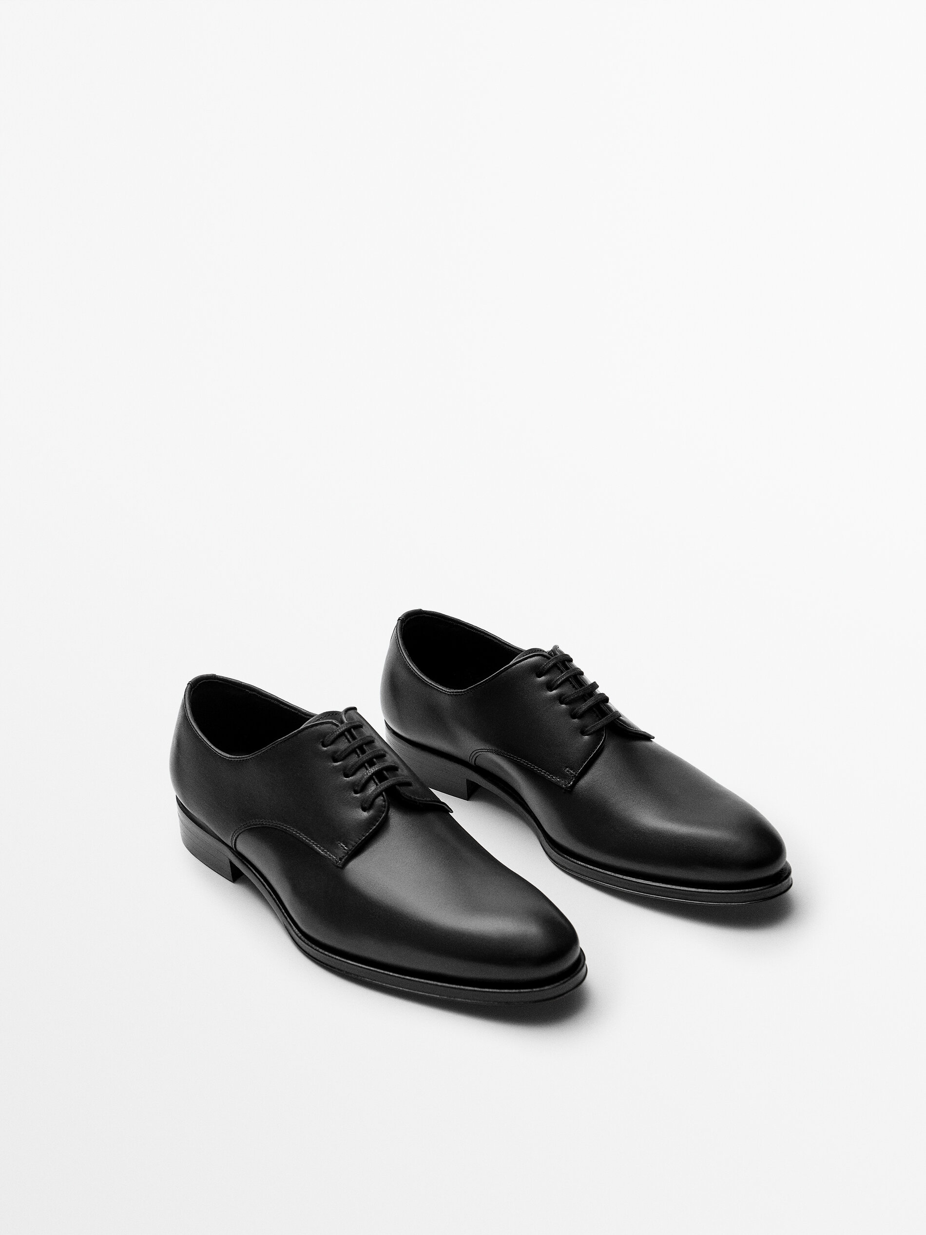BLACK LEATHER DERBY SHOES - Massimo ...